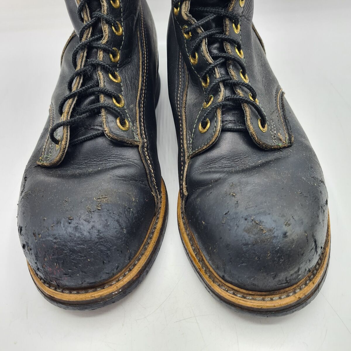 Vintage 1970s Knapp Black Steel Toe Work Motorcycle Boots Vintage 1970s Knapp Black Steel Toe Work Motorcycle Boots