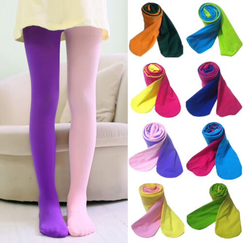 Child Girls Solid Ballet Dance Pants Kids Stitching Color Tights Pantyhose LH332