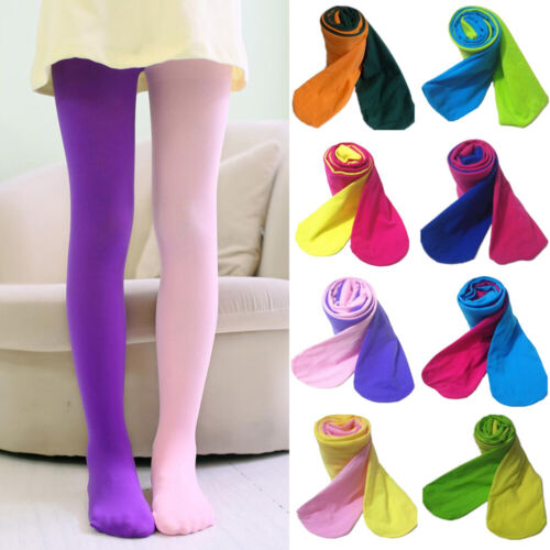 Child Girls Solid Ballet Dance Pants Kids Stitching Color Tights Pantyhose LH332 - Afbeelding 1 van 20