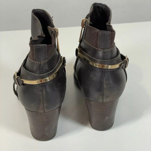 Ivanka Trump Cuero Botines Botines Mujer 9 Marrón Hebilla Correa Cremallera Moda - Imagen 3 de 7
