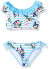 Jantzen Girls Little Nautical Bikini with Ruffle Stripped Anchor Print Size 10