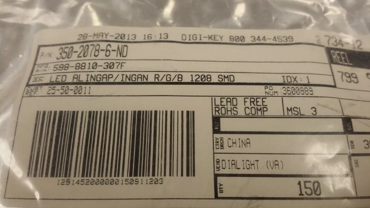 10pcs 598 8810 307F Led 1208 Smt Red Green Blue Alingap Ingan Clear Lens 16