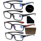 4 Pack Multicolor Men Reading Glasses Full PC Frame +1.0 1.5 2.0 2.5 3.0 3.5 4X