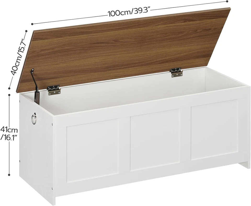 Скамья для хранения сундук сундук игрушка вход организованный белый и ореховый - Изображение 3 из 4