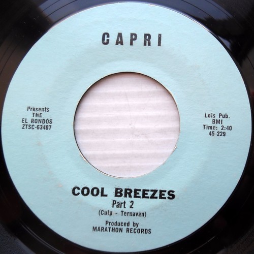 EL RONDOS r&r INST 45 COOL BREEZES part 1 b/w part 2 strong VG+ b/w VG++ dm425 - Imagen 2 de 2
