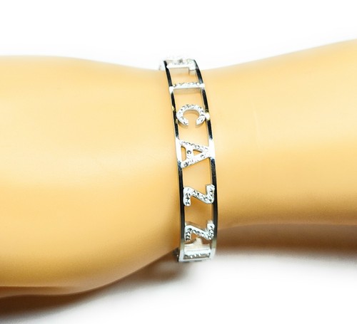 BRACCIALE STICAZZI RIGIDO DONNA ACCIAIO INOX 316L STRASS LUCIDO ANALLERGICO - Foto 5 di 6
