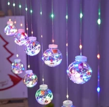 LED Curtain String Light Ball Santa Claus Snowman Xmas Tree Christmas Decoration