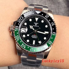 Tandorio 40MM 200m Left Hand Crown Black Dial NH34 Automatic GMT Mens Watch