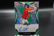 EVAN CARTER 2020 Leaf Flash Green AUTO Card #'d 19/25 Texas Rangers Rookie RARE