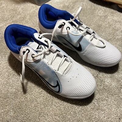 Nike React Hyperdiamond 4 Softball Cleats Womens Size 10 White Blue Metal Spikes