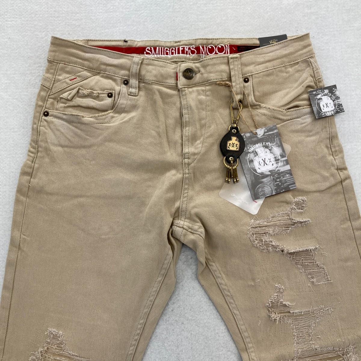 Smugglers Moon Jeans Mens 36x32 Khaki Beige Denim Button Fly