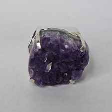 Amethyst Rough Stone Ring Crystal Women's Purple
