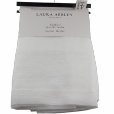 Laura Ashley Solid Sheer Curtains 4 Window Panels 38" x 96" Cream White