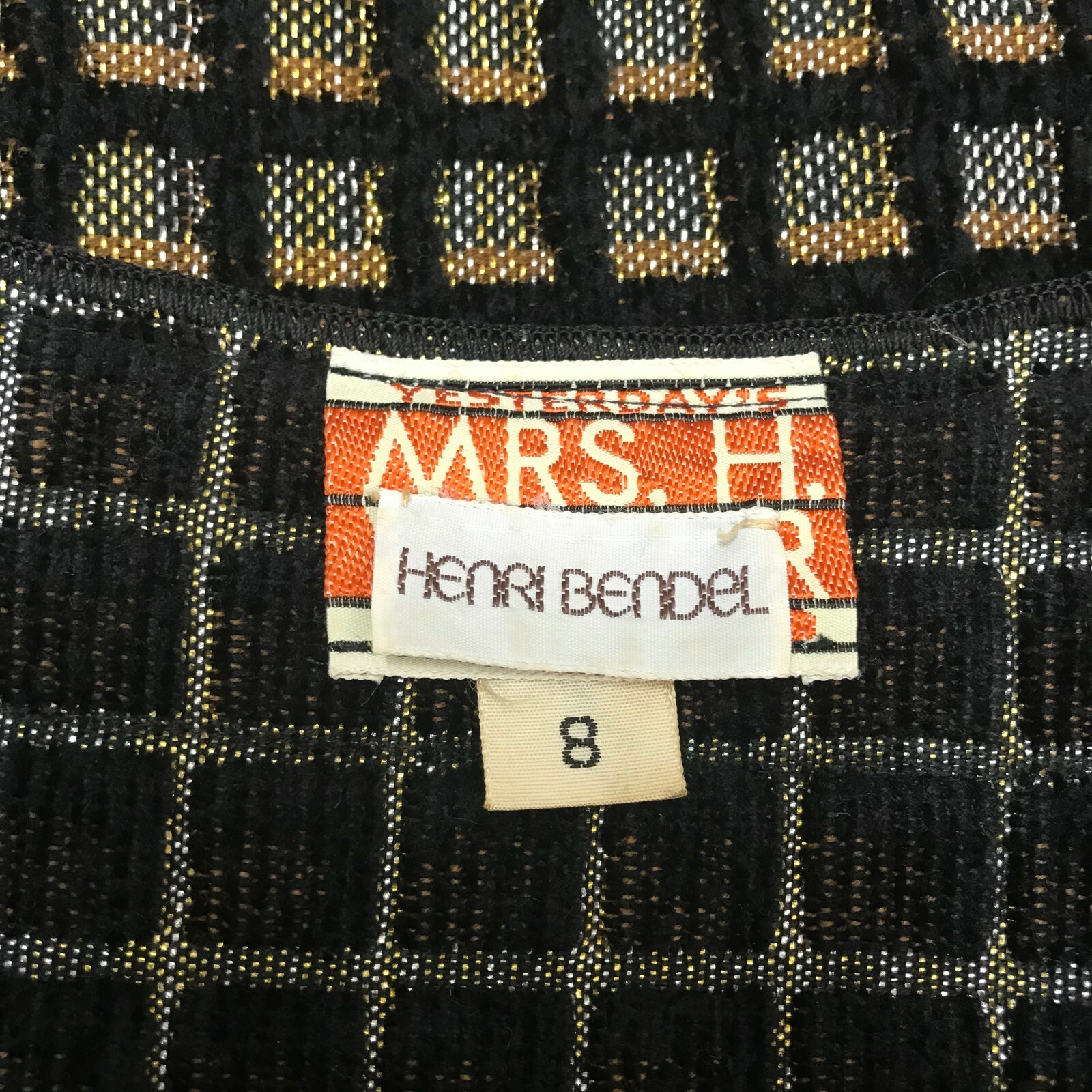 ALTRA Giacca invernale vintage Mrs. H Henri Bendel Artsy nera e argento metallizzato oro 8