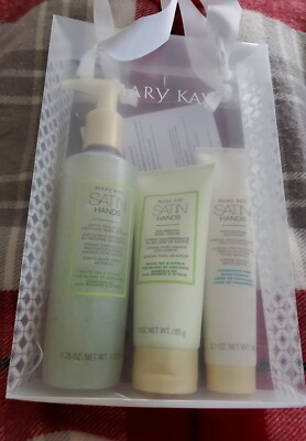 Mary Kay Satin Hands Pampering Set White Tea & Citrus Full Size 3 Piece Set