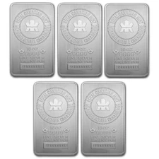 Lot of 5 - 10 oz Royal Canadian Mint (RCM) .9999 Fine Silver Bar - In Stock