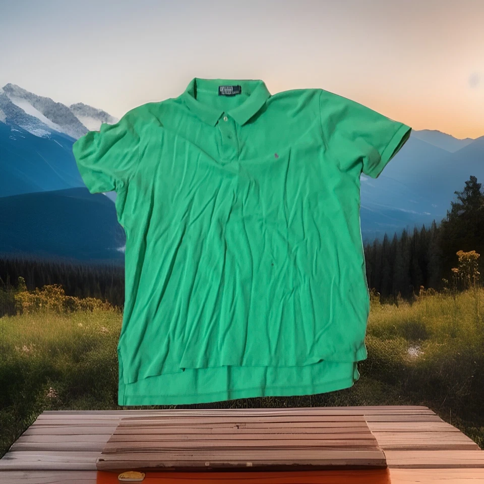 Polo Ralph Lauren Polo mens 2XL Green Short sleeve collared golfing Pink Pony - Image 3 of 3