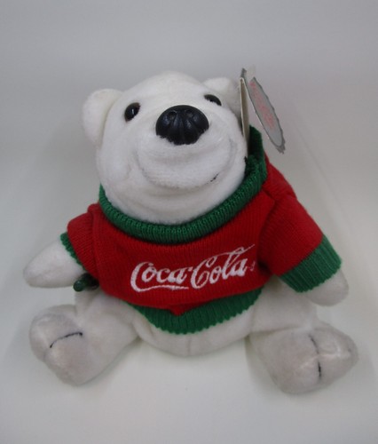 Coca-Cola Bean Bag Plush Polar Bear in Coca-Cola logo Sweater, 1997, #0116 - Picture 2 of 11