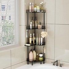 Corner Shower Caddy Standing - 4-Tier Stainless Steel Organizer with Soap Holder