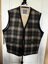 PENDLETON OUTDOORSMAN MEN'S SZ L WOOL ZIP VEST, PIT-PIT 24", GORGEOUS EXCELLENT