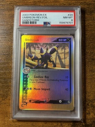 2003 Umbreon EX Sandstorm Reverse Holo Graded PSA 8 Pokemon 24/100