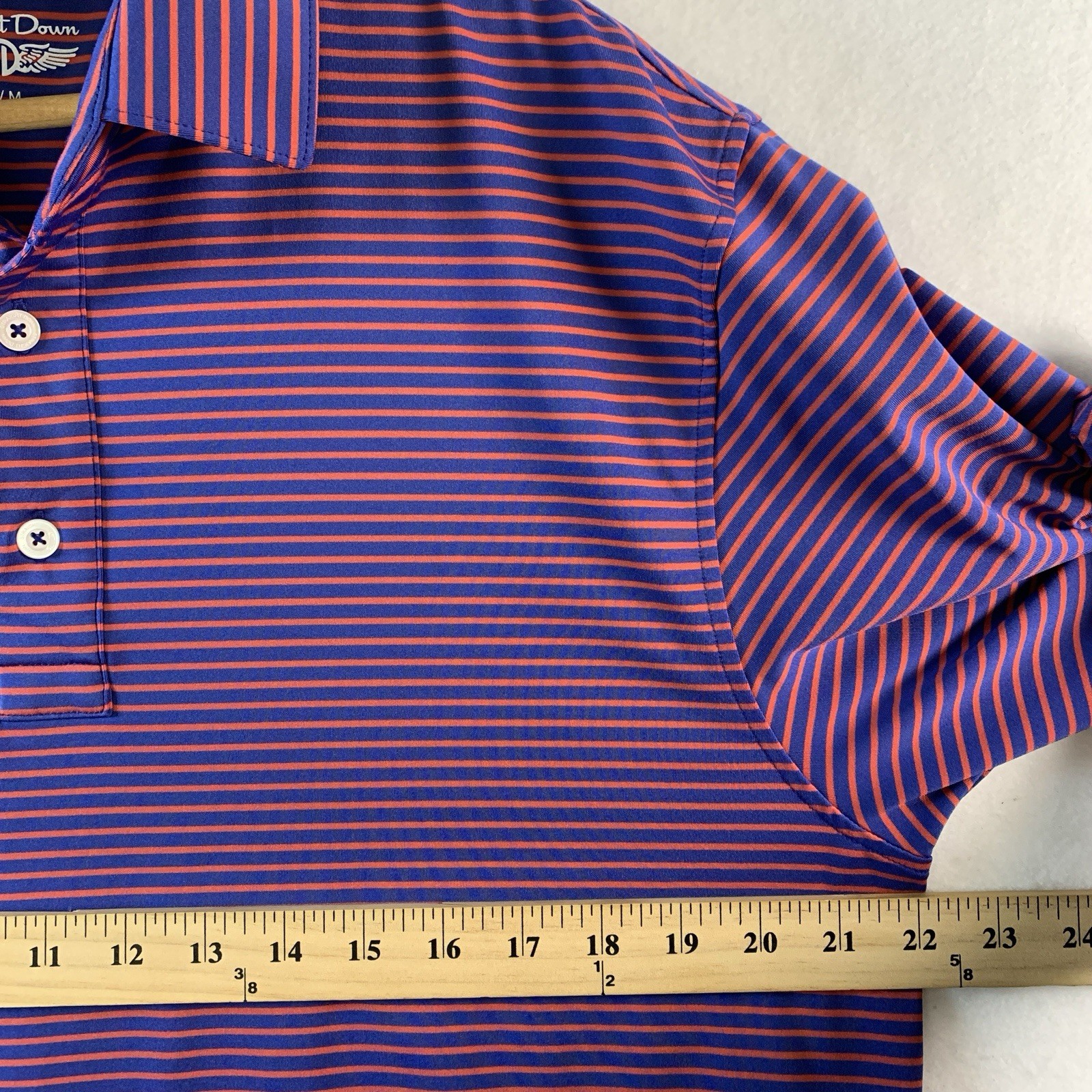 Straight Down Striped Performance Polo Medium Log… - image 6