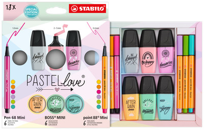 STABILO Mini Set: Fineliner, Marker & Textmarker - 18 Stück 77/5-8-5