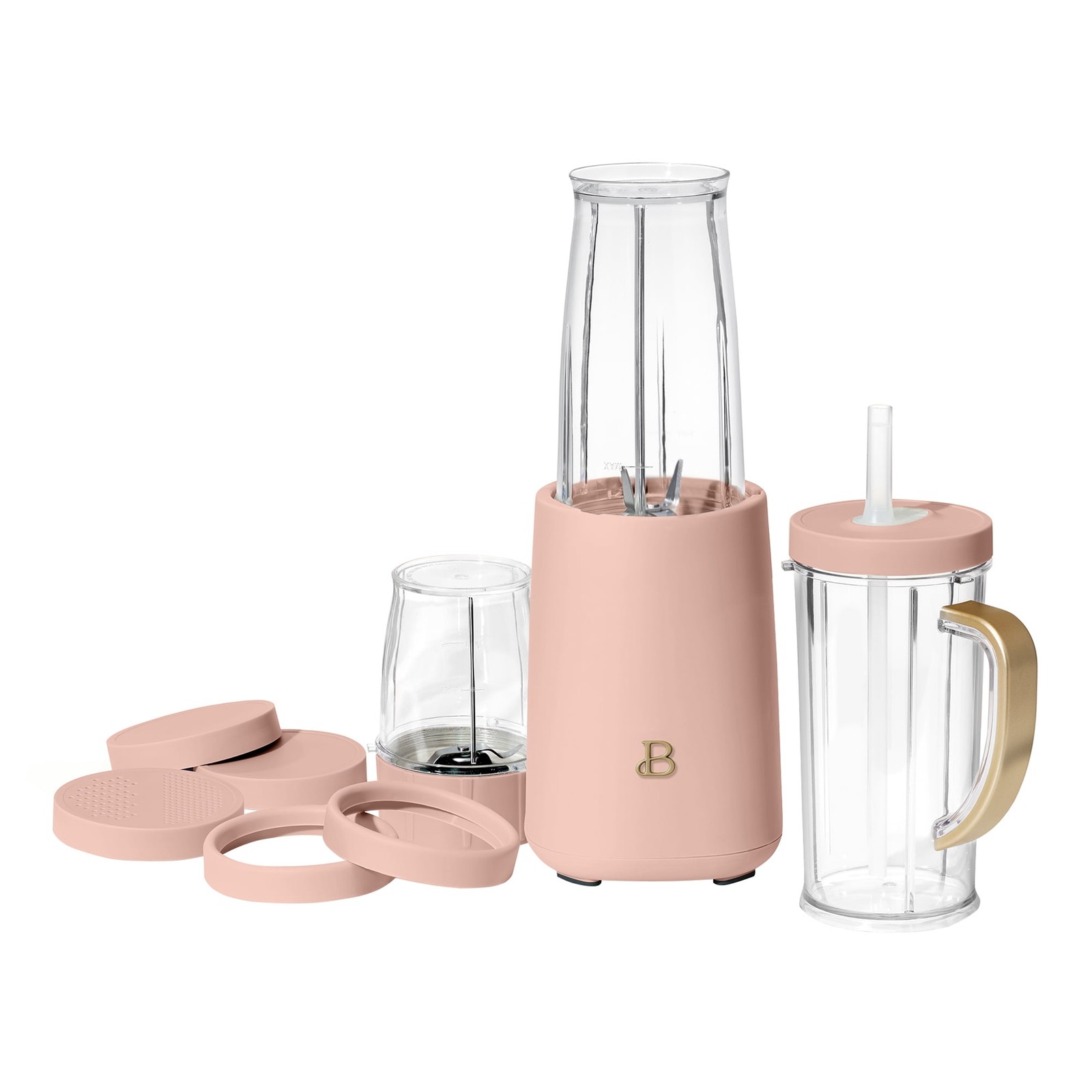 240W 12-Piece Personal Blender with Glass Jars in Rose