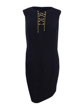 Ellen Tracy Women's Plus Size Sleeveless Lace-Up Dress (16W, Black)
