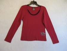 Harley-Davidson T-Shirt Women's Size Large Maroon Lace Trim Long Slv Brandon, FL