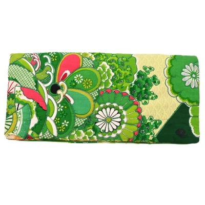 Judith Leiber x Bonwit Teller Green Floral Print Canvas Clutch - Image 1 of 4