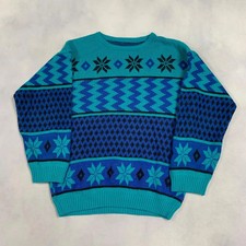 Vintage Knitted Jumper Abstract Patterned Knit Sweater Women's M 12-14 