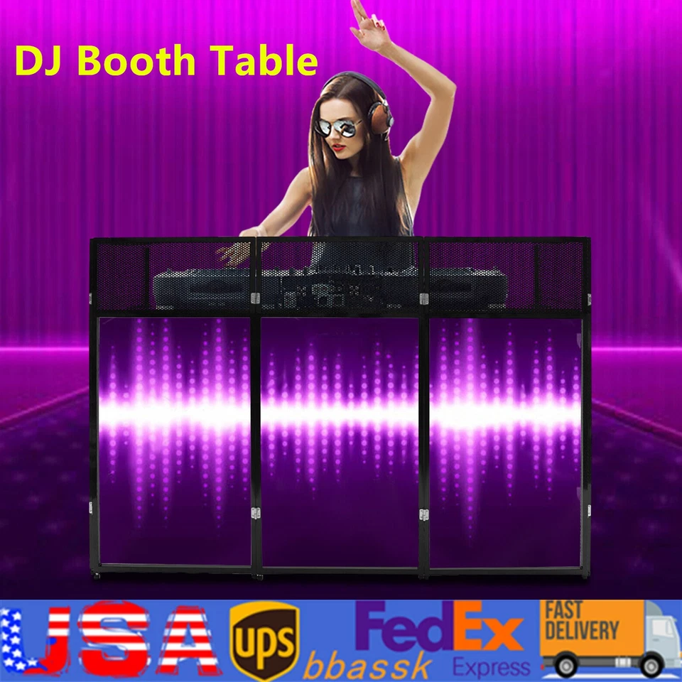 DJ Desk Foldable DJ Stand DJ Booth Table DJ Booth Stand 44lbs Load 73*23*45.3 in - Image 3 of 4