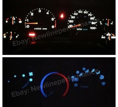 White Cluster / Aqua Climate Control LED Bulb Kit For Jeep Wrangler TJ 1999-2006