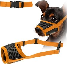 Soft Nylon Muzzle Breathable Mesh Fabric Muzzle Small Dogs Orange 