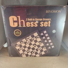 High Quality Wooden Chess Set 12.5X12.5 With Built In Storage Drawers Home Decor