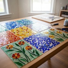 Assorted Floral Stained Glass Sheets, Great for Sun Catchers and Mosaic Art