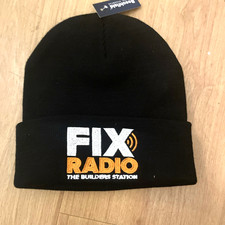 Black Beanie hat BNWT NEW Beechfield The Builders Station FIX Radio