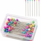 100x 1.5in Straight Pins Assorted Colour Glass Head Hemming Dressmaking sewing