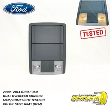 2009 - 2014 FORD F150 DUAL STORAGE CUBBY OVERHEAD CONSOLE DOME MAP LIGHT GRAY OE