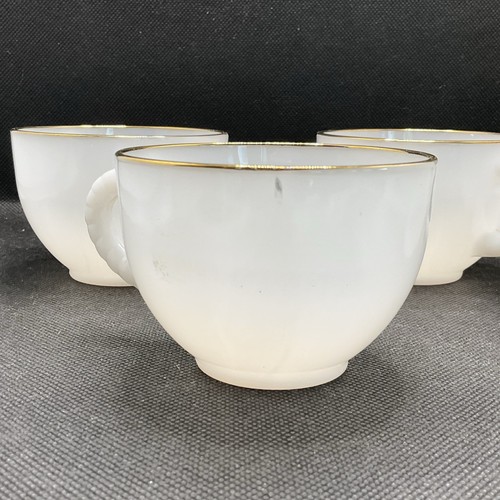 Vintage Federal Glass Co. Snack Time Set Of 4 Plates And Cups 22 kt. Gold Edge - Picture 12 of 13