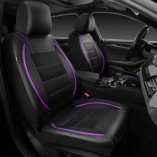 Breathable Universal Faux Leather Seat Covers In Black Purple - Easy Install