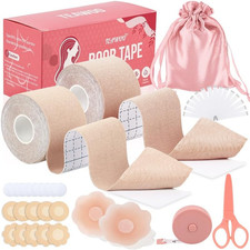 Boob Tape Kit - Boobtape for Breast Lift, 2 Body Tape, 4 Pcs Silicone Breast Pet