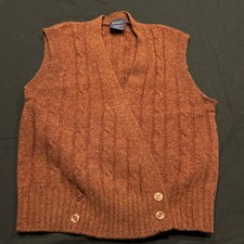 VTG Gant Wool Vest 100 Wool Women's L Brown Hong Kong A27
