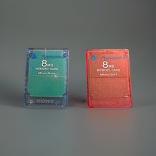 Sony Lot Of 2 PS2 PlayStation 2 Memory Card RED MagicGate 8MB SCPH-10020 Genuine