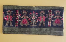 Vtg Linen Lined 10.25" Austrian Tiroler Webkunst Fold-over Envelope Purse Clutch