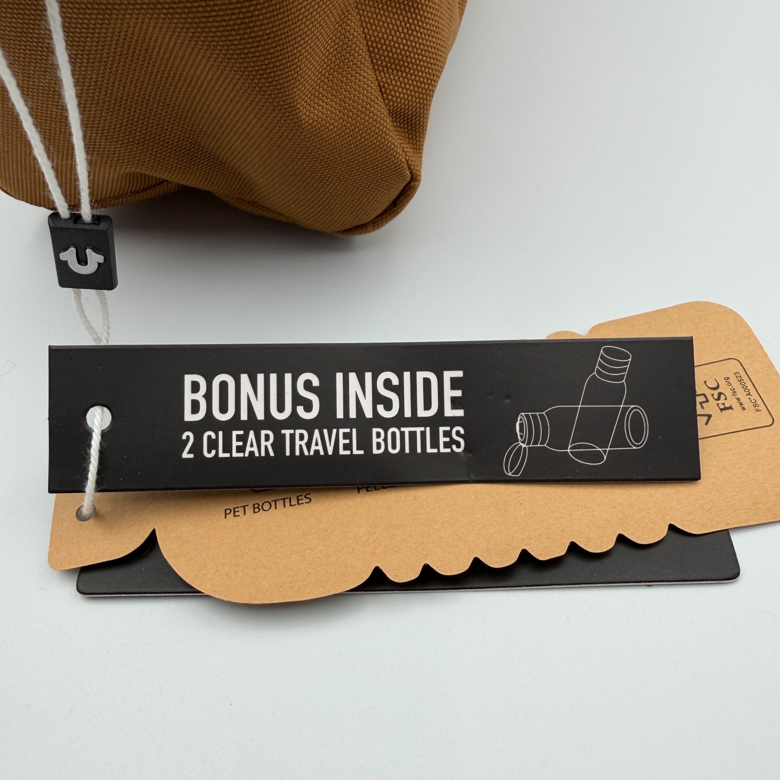 True Religion Men’s Aldis Toiletry Bag w/2 Travel Bottles Tan Canvas Logo NWT thumbnail 16