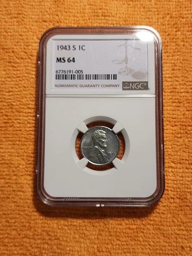 1943 S Steel Lincoln Wheat Cent MS 64 NGC