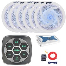 Metra Boat for Bluetooth Controller, 6x 4" 100W Blue LED White Speaker, Amp, Kit
