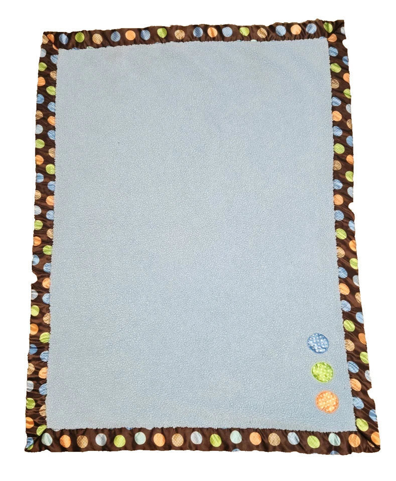 Baby Boom Manta Bebé Azul 2 Capas Terciopelo Suave y Sherpa Satinado Lunares Ribete Foto 2 de 4